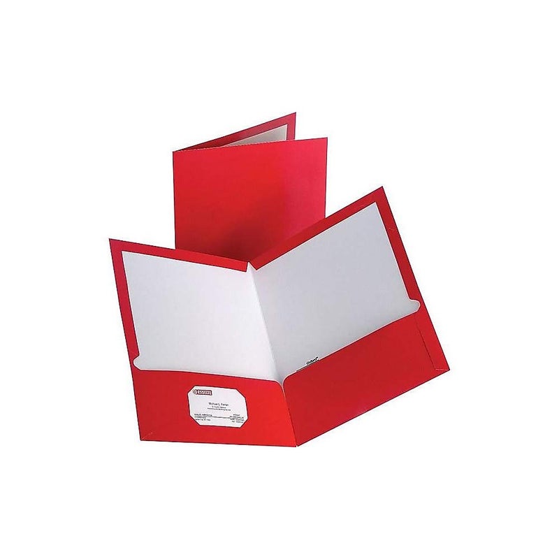 Staples 905481 2-Pocket Laminated Folders Red 10/Pack (13374-CC)